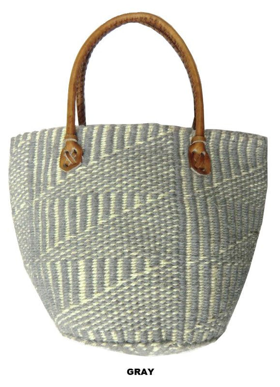 Acrylic Wool & Sisal Bag M (3 colors, assorted patterns) KENB-100