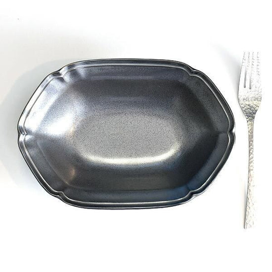 Noir Oval Bowl, black type, Western tableware, oval bowl, shaped plate, made in Japan, Minoyaki, stylish.