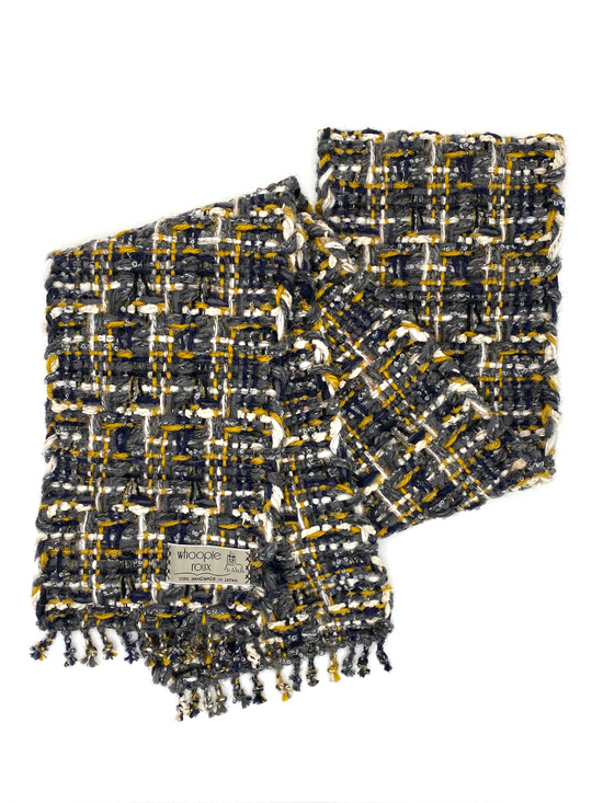 Handwoven tweed scarf | mid ♭131 [made with apparel leftover yarn]