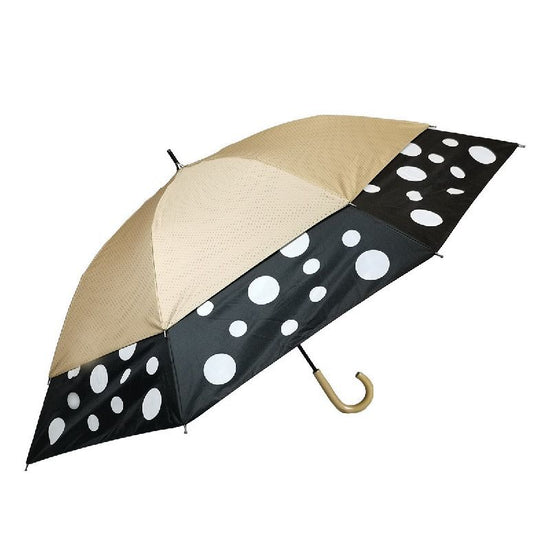 Transform Umbrella Dot Pattern Hem Spreading Umbrella Wind-away Umbrella Sunny / Rainy Body Lining Black Coated