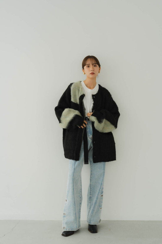 12/26~Shipping Mixed Mohair Cardigan/Blackgreen (Additional Sales)