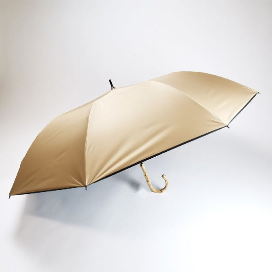 Short Wide Umbrella Heat-Shielding & Fully Shading Solid Hem Piping Bamboo Handle Sunshade Umbrella Black Coated Back