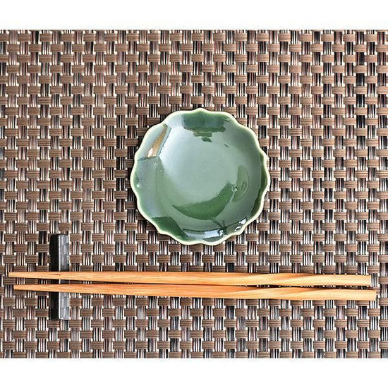 Oribe Kikyo Plate S, green type, Japanese tableware, small plate, made in Japan, Minoyaki, stylish, modern