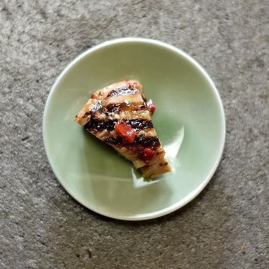 Hiwa round flat small dish, green type, Japanese tableware, Shokado, made in Japan, Minoyaki, stylish, modern