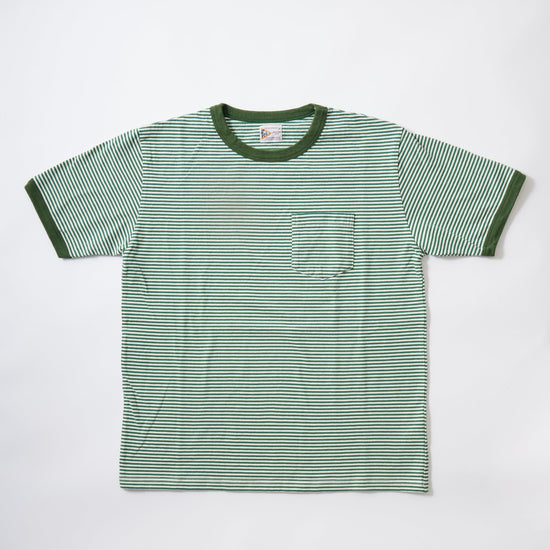 [24SS NEW]FELCO S/S RINGER POCKET T-AMERICAN VINTAGE STRIPE-NATURAL/GREEN