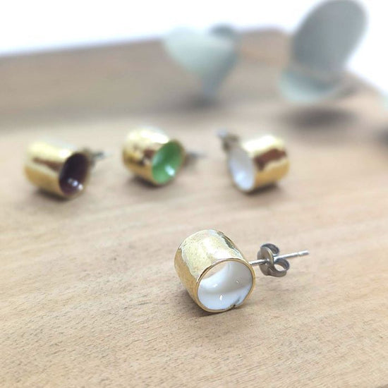 roll cake* 1 pair of Pierced earrings (Brass Pierced earrings)