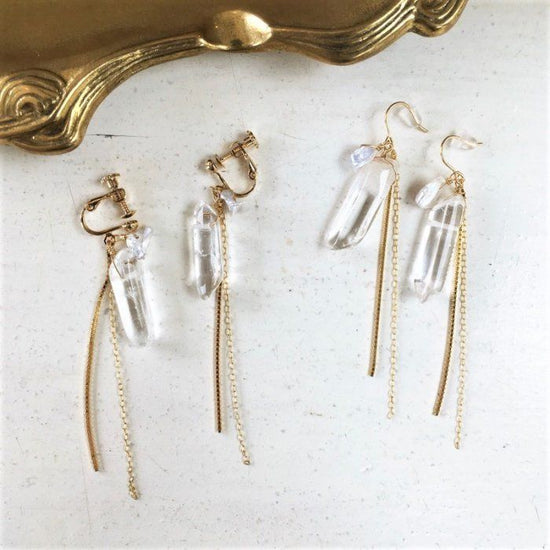 Crystal chain pierce/earring