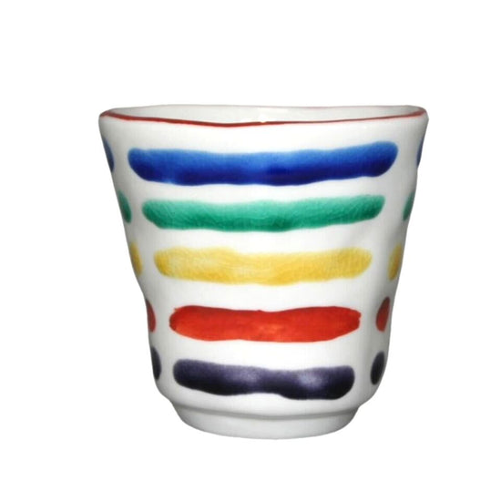 [Eisyou] Teacup with hand-decorated horizontal stripe pattern in five colors