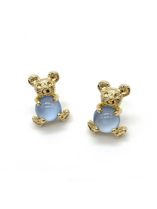 Teddy pierced earrings | gold × catsblue