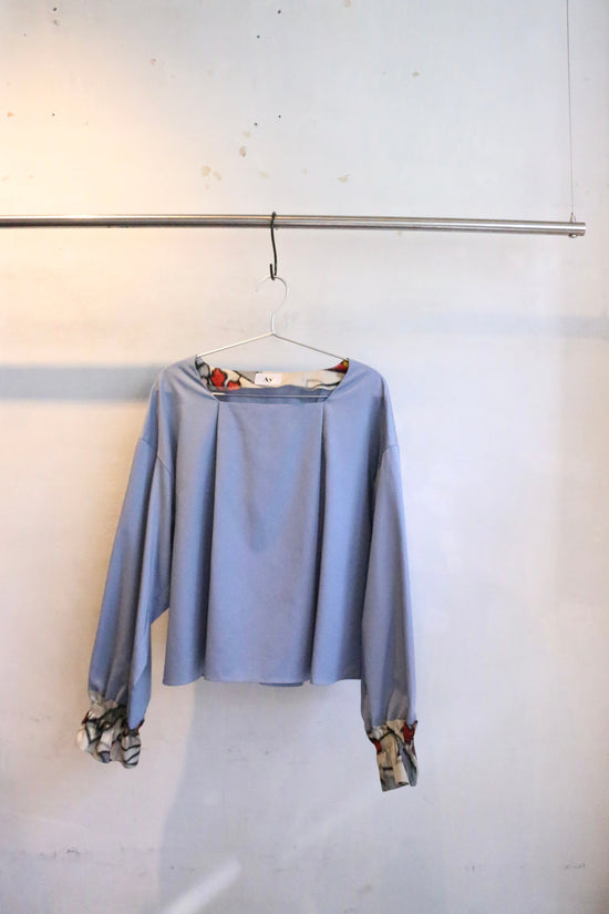 Irodori Meisen Square Neck Blouse -Blue