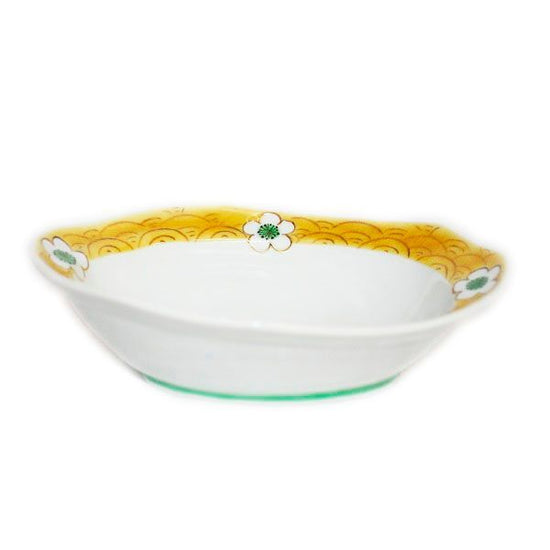 [Eisyou] Six-sided oval bowl with white flower design