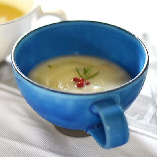 Turkish Matte Soup Cup, Blue Type, Western Tableware, Soup Cup, Made in Japan, Stylish, Modern