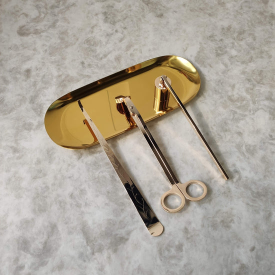 Candle Snuffer Set Gold Candle Tool Set with Tray