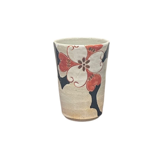[Takeshi Sato] Free cup with small pattern in overglaze enamels (red)