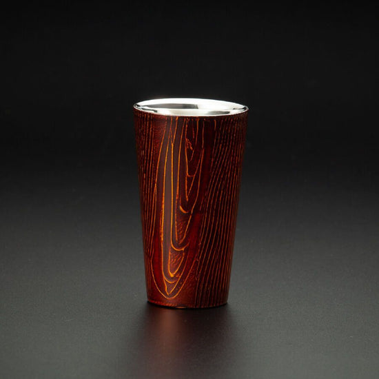 Lacquer polished cup, double-layered structure, Wamodan series, straight, sandalwood SCW-L202