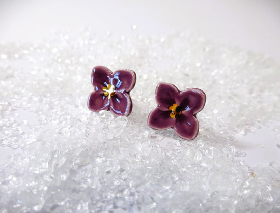 Small Flower Pierced / Earrings Purple