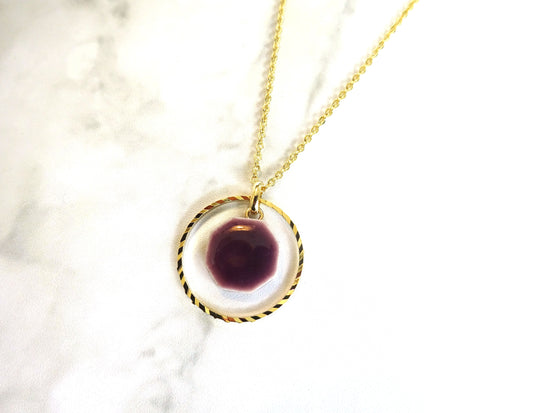 Ceramic and gold ring necklace (purple)