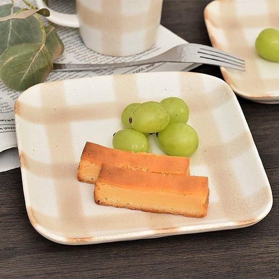 Honoka Brown Plate (Large) White Western Tableware, Bread Plate, Square Plate, Made in Japan, Minoyaki, Cafe Style, Fashionable, Modern