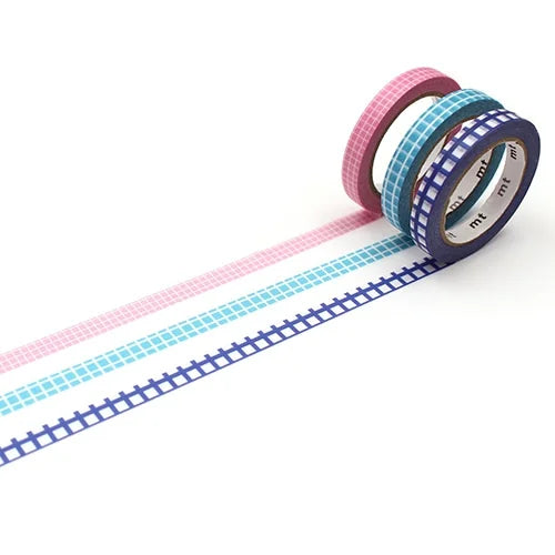 mt slim deco Masking Tape (Set of 3) – Grid, 6mm×7m