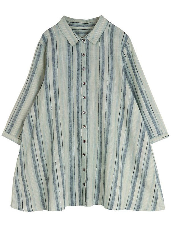 Slub Yarn Striped Dobby Long Shirt (3 colors) [Expected to arrive in early April].
