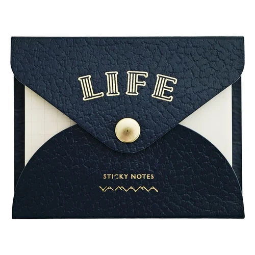 LIFE × Yamama Bungu Sticky Notes with Cover – Grid, Navy, Grid + Plain