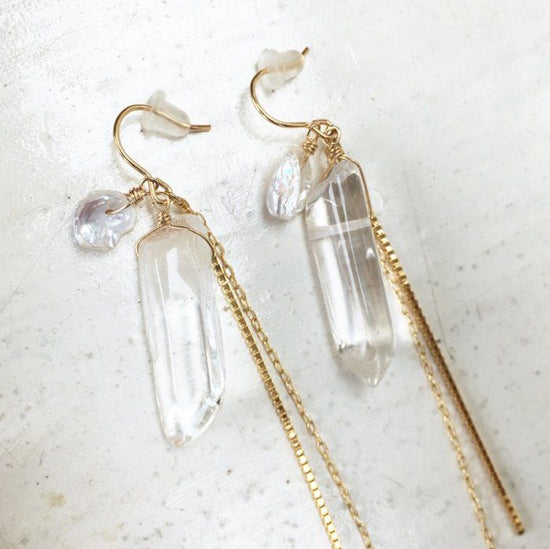 Crystal chain pierce/earring