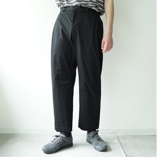 Ventile Cotton Weather Cloth Side Tuck Pants(BLACK)