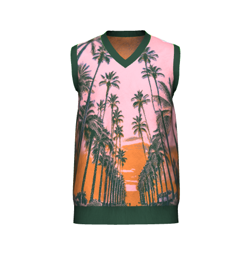 [Palm Tree Path Leading to Dusk] Jacquard Vest