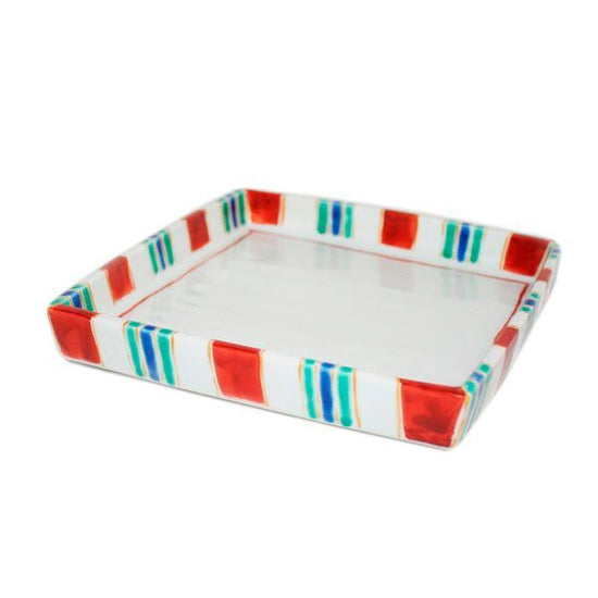 [Eisyou] Rectangular dish with striped foot