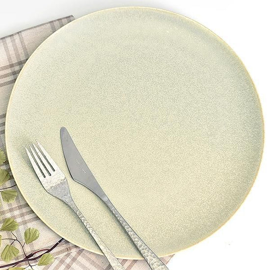 Cuisine Silver Green Plate L Greenish Western Tableware Round Plate Made in Japan Minoyaki, Stylish, Modern
