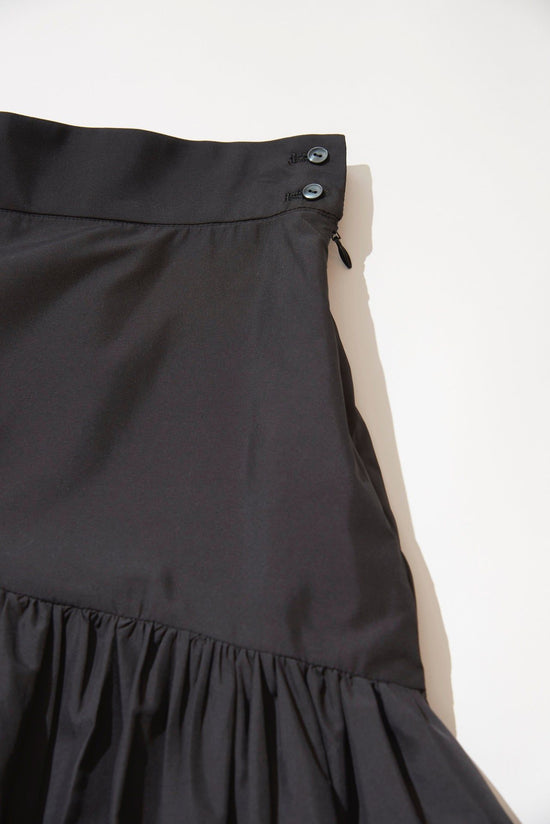 Taffeta Tiered Skirt (Black)