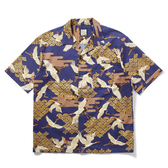 Japanese Pattern Aloha shirt.Tsuru_purple
