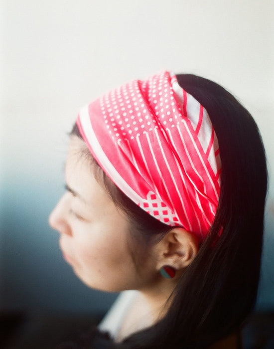 Tenugui Hair Band - Fluorescent Pink