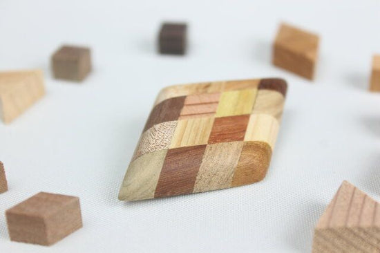 Marquetry Rhombus Brooch