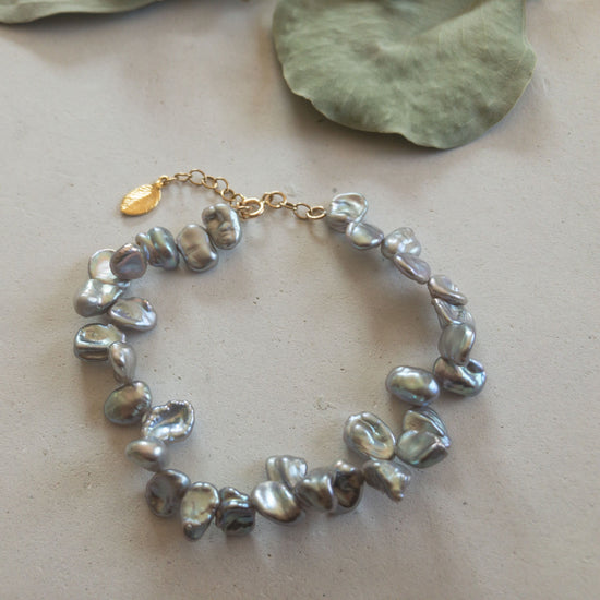 [14kgf] Bracelet - Freshwater Keshi Pearl (Silver)