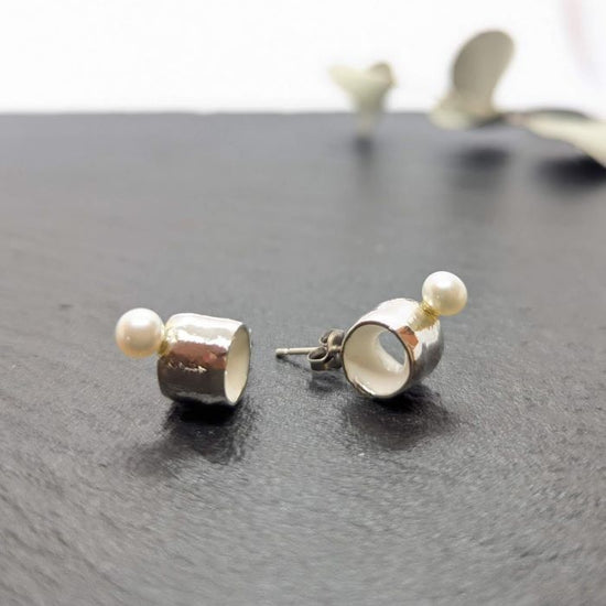 roll cake* whipped earrings - 1 pair of cute Pierced earrings (silver Pierced earrings)