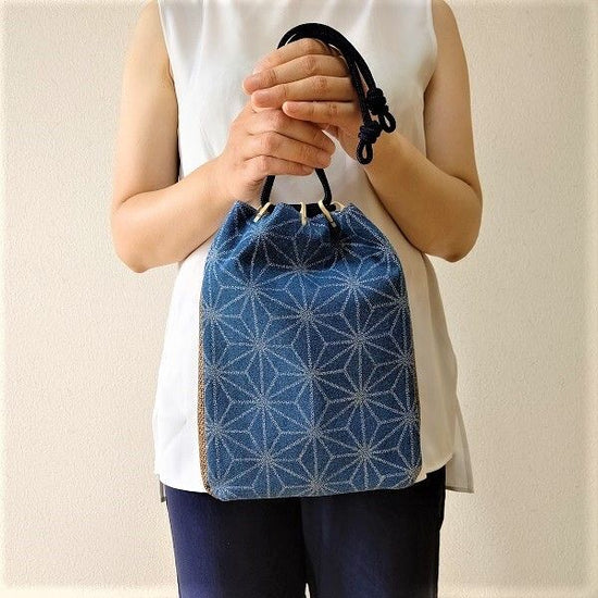 Kyoto, Japan - Denim bag with a gusset, made of washed denim fabric
