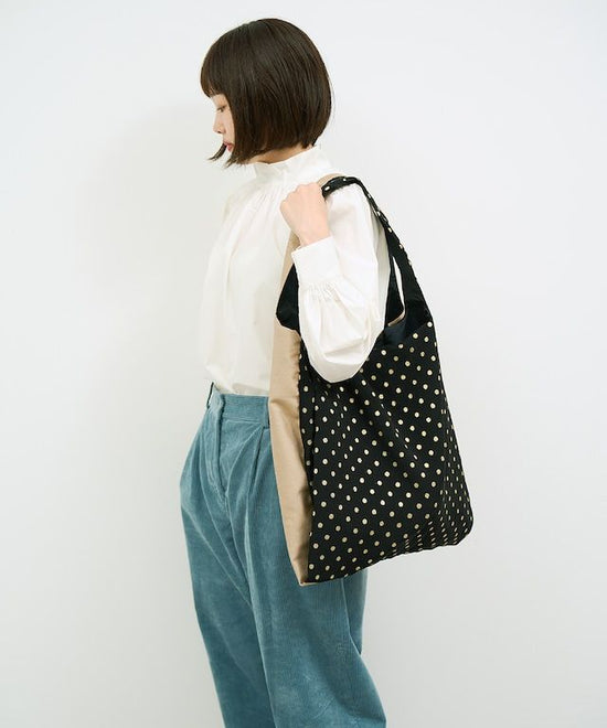 TWINS bag / gold dots × beige glitter / L