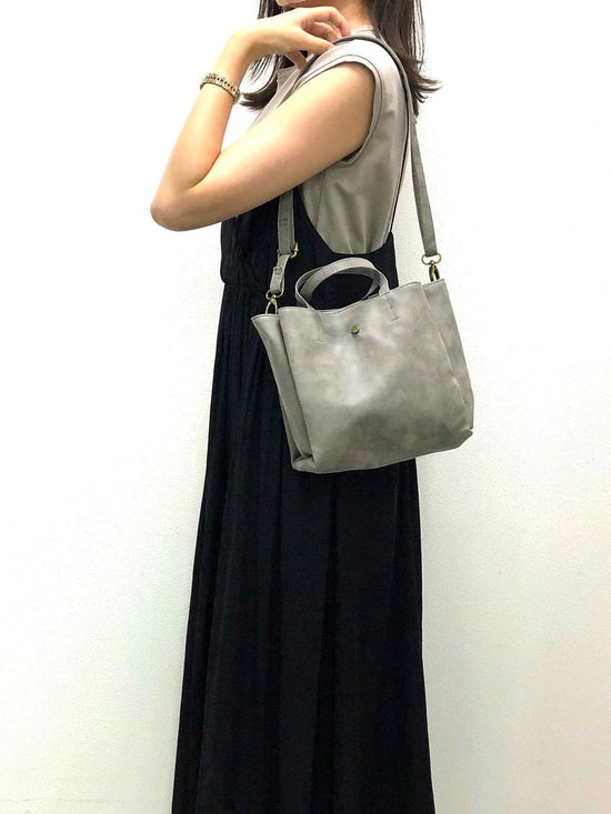 Matte Synthetic Leather Aori 2WAY Kaku Handbag