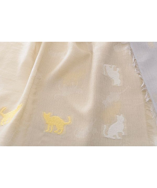 Cotton-wool blend cat pattern jacquard shawl (3 colors) 50x180cm B24W009