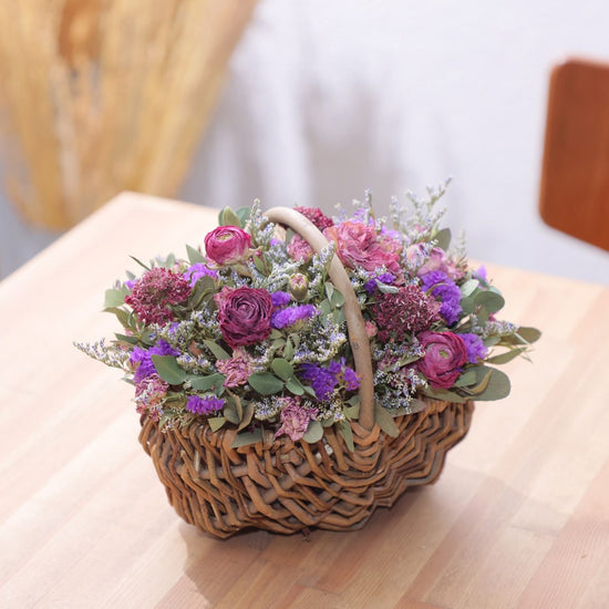 Basket arrangement-M-purple×pink