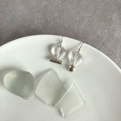 "Crystal Heart×silver950 adult hook pierced earrings" not sweet Crystal Heart×silver Clear