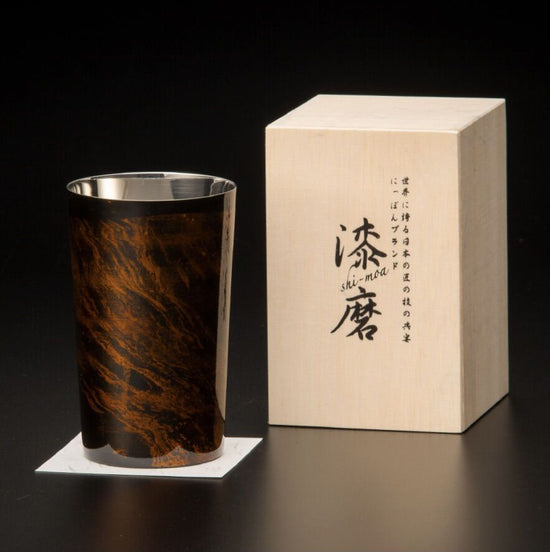 Lacquer-polished cup, double-layer structure, sandalwood series, highball, black SCW-H501