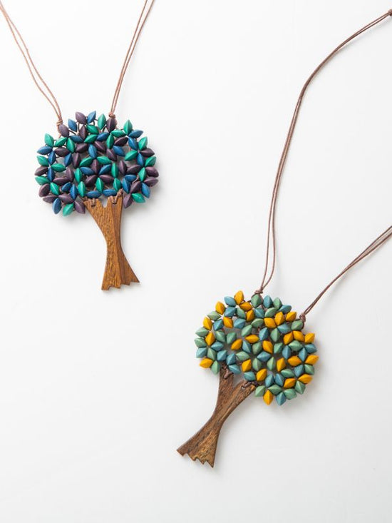 Wood abacus tree necklace (2 colors)