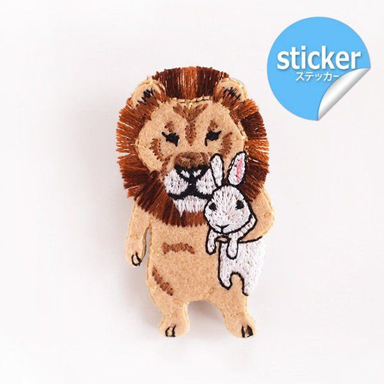 pokefasu pokefasu Rabbit embroidered felt sticker lion and rabbit