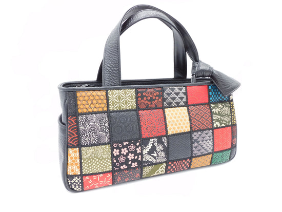 Patchwork Inden Ribbon Hand Tote, Multicolor