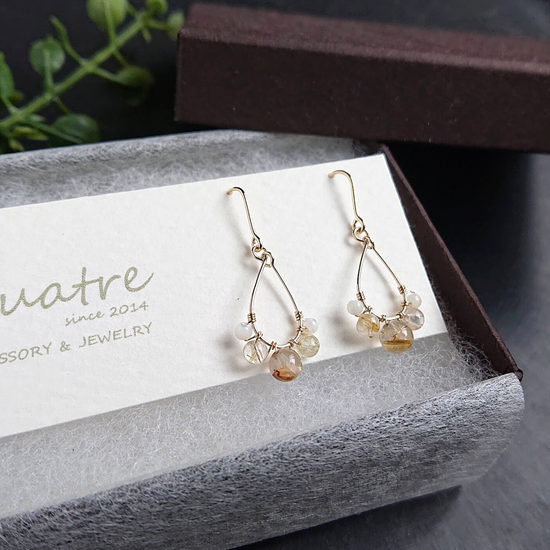 Rutile quartz Pierced earrings pupu