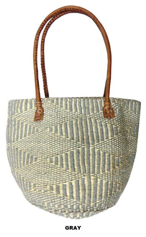 Acrylic Wool & Sisal Bag L (3 colors, assorted patterns) KENB-045