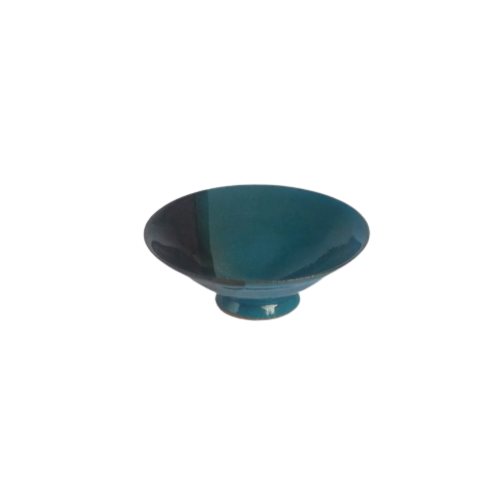 Divided Sake Cup with Tenmoku Glaze and Turquoise Blue Glaze