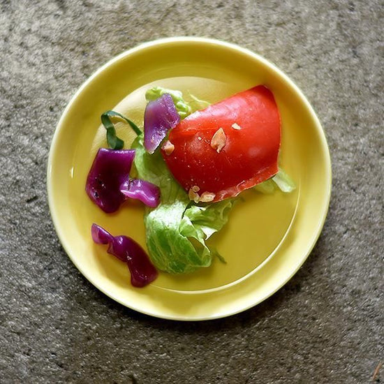 Yellow Rounded Cut Small Dish, Japanese Tableware, Shokado, Made in Japan, Minoyaki, Stylish, Modern